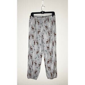 The Company Store Boys Flannel Grey Deer Print Pajama Bottoms Christmas Holiday